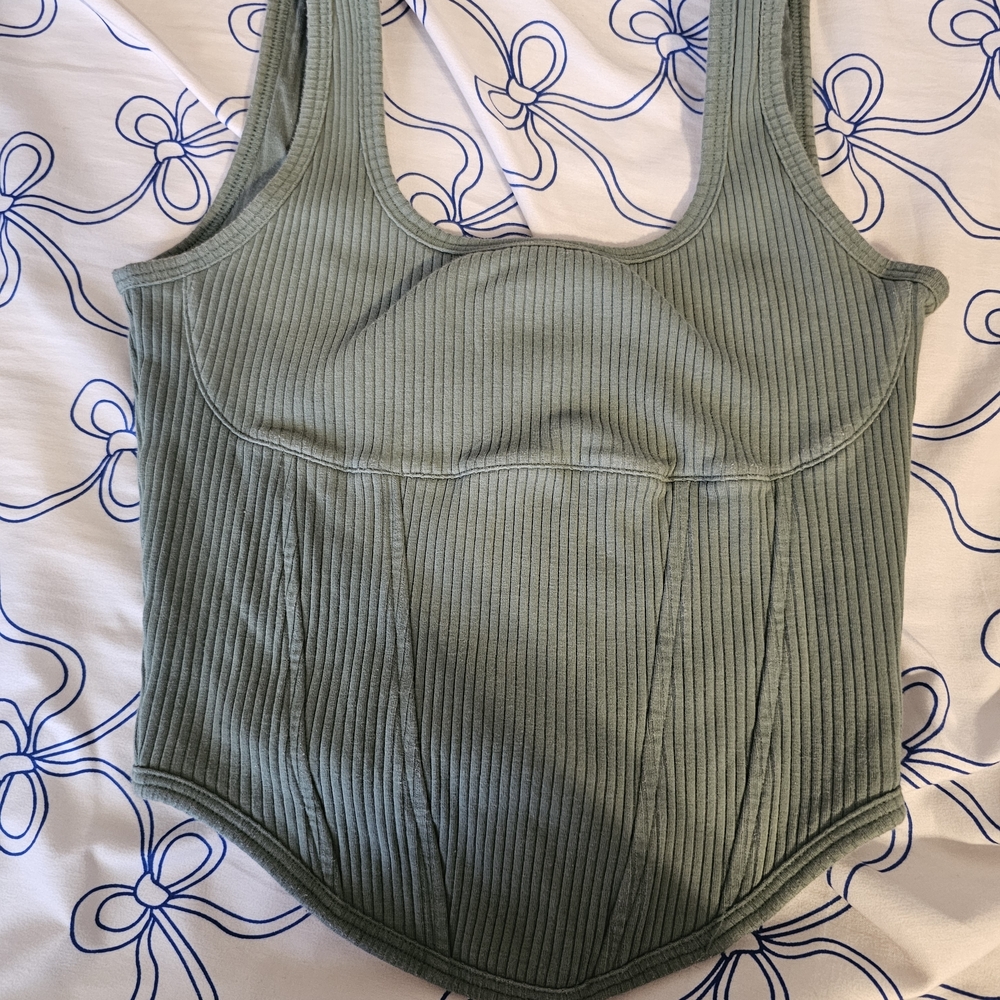 PINK Victoria's Secret Ribbed Camisole in Sage Green